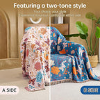 Boho Throw Blanket, 100% Organic Cotton Breathable Ultra Soft 60" x 80" Bed Quilt Throw - All Season Floral Rustic Farmhouse Decor Luxury Reversible Blanket for Sofa Couch Chair and Gift