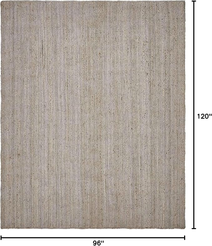Unique Loom Braided Jute Collection Area Rug - Dhaka (8' x 10' Rectangle, Gray)