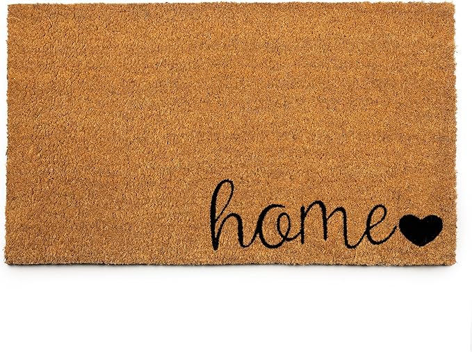 PLUS Haven Coconut Coir Home Entrance Door Mat – 17.5" x 30" | Home Sweet Home Heavy-Duty Doormat for Indoor & Outdoor Use | Durable & Eco-Friendly
