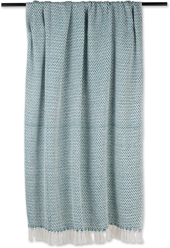 DII Woven Throw Collection 100% Cotton, Basketweave, 50x60, Teal