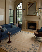 Loloi Chris Loves Julia Rue Collection RUE-05 Natural/Denim 2'-3" x 3'-9" Accent Rug Jute Neutral Floral Living Room Bedroom Rug