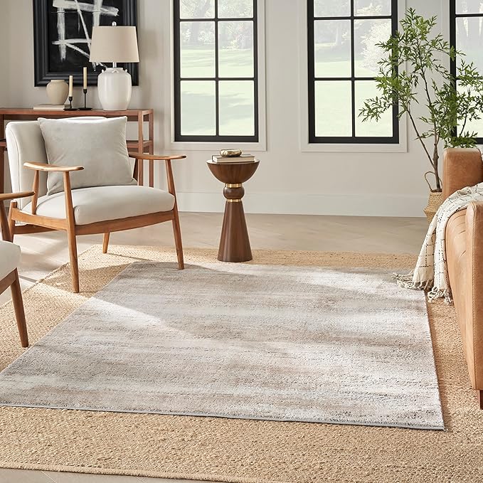 Nourison Home Natural Jute Bleached 6' x 9' Area Rug - Easy Clean, Non Shedding, Bed Room, Living Room, Dining Room, Kitchen (6' x 9')