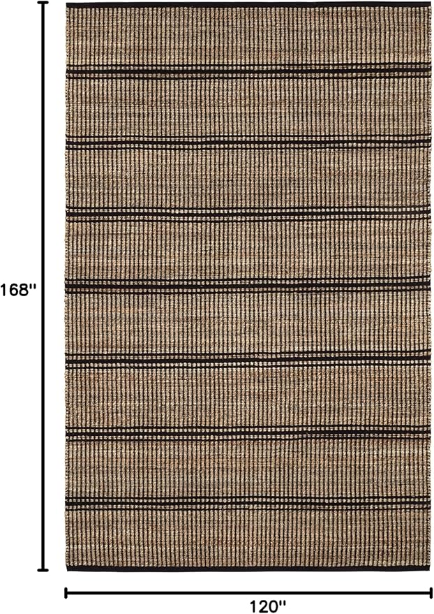 Dash & Albert Arbor Handwoven Jute Rug, 10 X 14 Feet, Black Stripe Pattern
