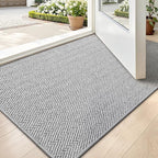 LUMI Ultra Thin Indoor Door Mat for Entrance 24"x36", Non Slip Entryway Mat, Low Profile Doormat, Unique Herringbone Design Carpet for Inside, Patio, Porch, Gray