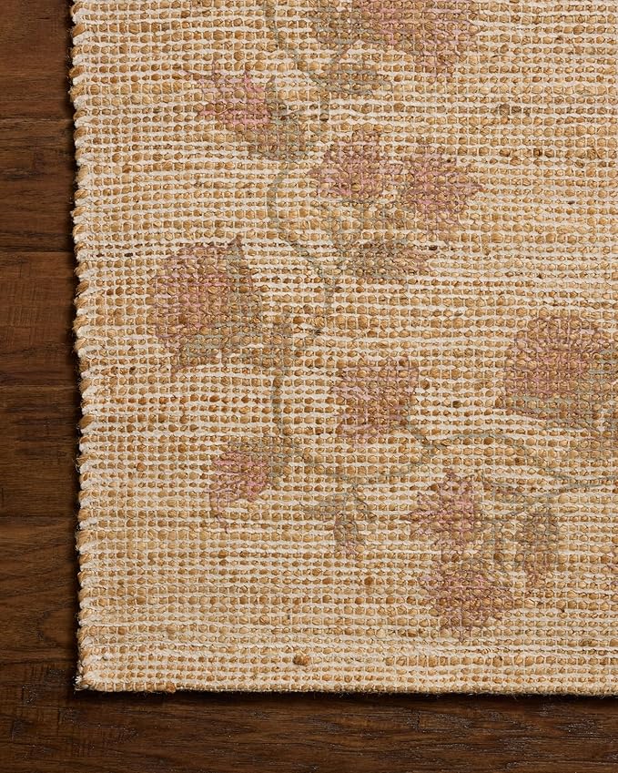 Loloi Chris Loves Julia Rue Collection RUE-05 Natural/Multi 2'-3" x 3'-9" Accent Rug Jute Neutral Floral Living Room Bedroom Rug