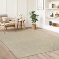 Faux Jute Non-Slip Area Rug, 4x6 Washable Pet-Friendly Floor Mat for Living Room, Bedroom, Entryway, Machine Woven Durable Scratch Resistant Carpet, Cream Beige/Brown