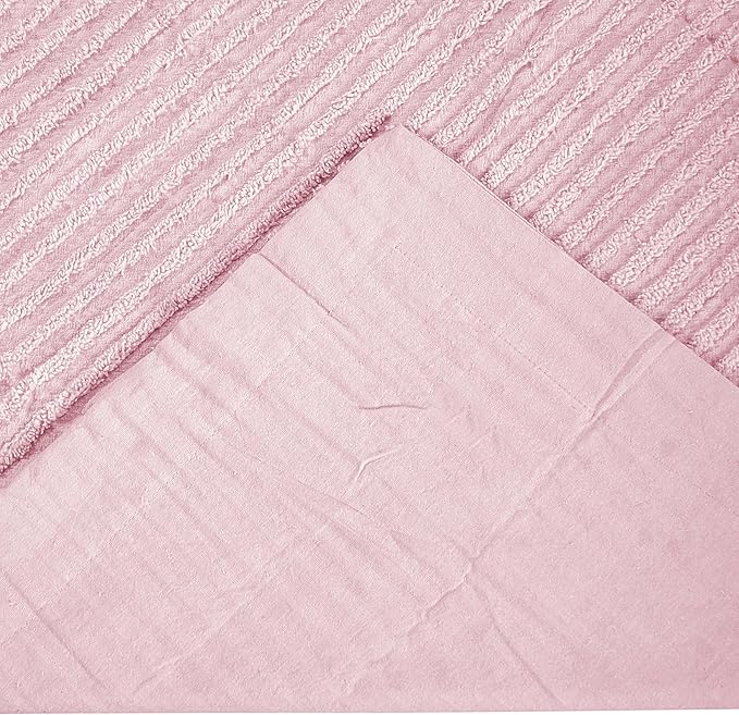 Better Trends Jullian Collection is Super Soft and Light Weight in Bold Stripes Design 100% Cotton Tufted Unique Luxurious Machine Washable Tumble Dry, King Sham, Pink