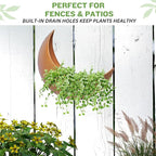 Wall Planter with Drain Holes – Outdoor Hanging Moon Planter for Fence, Patio, or Garden – Boho Crescent Wall Decor for Succulents, Air Plants, Herbs & Flowers – Witchy Gifts for Plant Lovers
