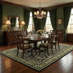 GarveeHome 6x9 Area Rugs Washable Rugs for Living Room, Boho Vintage Rug Non Slip Low Pile Stain Resistance Indoor Soft Large Carpet for Bedroom Dining Room Office Green Black