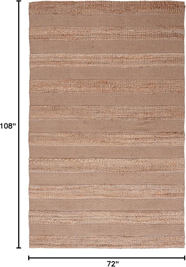 SAFAVIEH Natural Fiber Collection Area Rug - 6' x 9', Taupe & Natural, Handmade Boho Farmhouse Rustic Jute & Cotton Jute, Ideal for High Traffic Areas in Living Room, Bedroom (NFB653E)