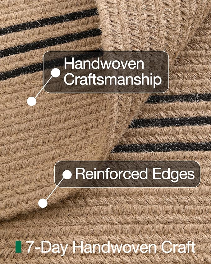 LUMI 3x8 Jute Runner Rug Non Slip for Hallway, Natural Rustic Carpet No Shedding, Farmhouse Braided Area Mat Indoor High Traffic for Living Room, Entryway, Kitchen, Laundry