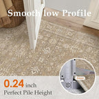 2x6 Runner Rug Brown Washable Hallway Vintage Carpet Kitchen Small Long Non Slip Stain Soft Resistant Low Pile Thin Boho Accent Indoor Throw Rug for Bedroom Laundry Living Room