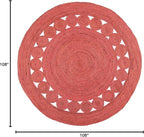 SAFAVIEH Area Rug 9' Round - Natural Fiber Collection - Large - Rust, Handmade Jute, Boho Farmhouse Braided Design (NF364P)