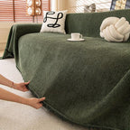 ROOMLIFE Green Waterproof Sofa Cover, Boho Couch Cover for 3 Cushion Sofa, Non Slip Chenille Sofa Slipcovers for Dog, Washable Furniture Sofa Protector Cover with Tassel for Living Room, 71''X118”