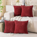 Set of 4 Burgundy Decorative Throw Pillow Covers 24x24 Inch Corduroy Pillow Covers for Bed Couch Sofa Living Room Soft Square Cushion Cases