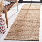 SAFAVIEH Natural Fiber Collection Runner Rug - 2'3" x 8', Taupe & Natural, Handmade Boho Farmhouse Rustic Jute & Cotton Jute, Ideal for High Traffic Areas in Living Room, Bedroom (NFB653E)