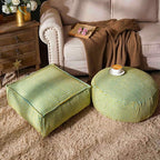 SUTAVIA Pouf Ottoman Cover Unstuffed Pouf Seat Decorative Soft Storage Bean Bag 20x20x8 Inches Floor Footrest for Living Room Bedroom (Blue Green, Round)