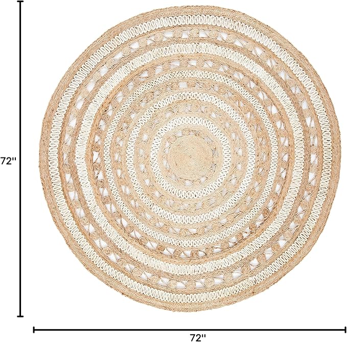 SAFAVIEH Natural Fiber Round Collection 6' Round Ivory NF169B Handmade Boho Charm Farmhouse Jute Area Rug
