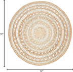 SAFAVIEH Natural Fiber Round Collection 6' Round Ivory NF169B Handmade Boho Charm Farmhouse Jute Area Rug