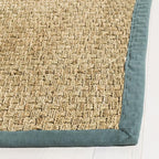 SAFAVIEH Natural Fiber Collection Area Rug - 2'6" x 4', Natural & Light Blue, Seagrass, Basketweave Pattern with Border (NF114M)