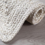Hausattire Hand Woven Jute Braided Rug, 2'x3' – Off White, Reversible Boho Entry Area Rugs for Kitchen, Living Room I Farmhouse Indoor Outdoor Decorative Floor Rug, 24x36 Inch