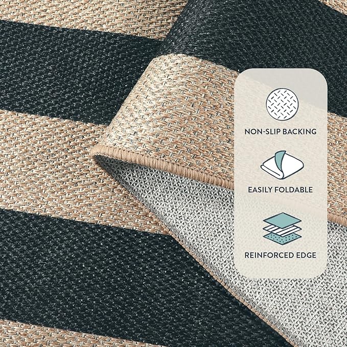 Lahome Striped Outdoor Runner Rug, 2x6 Washable Kitchen Rugs Non Slip Carpet Runners for Hallway 6ft, Farmhouse Non Shedding Lightweight Floor Carpet for Bedroom Entryway Front Porch