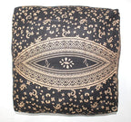 CRAFT KALA 24" Square Large Hippie Mandala Meditation Floor Ottoman Pillow Cushion Pouf Cover Square Poufs Bohemian Circle Floor Cushion Case Outdoor Fireplace Yoga Living Room Decor Cover Black Gold
