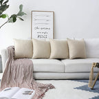 Home Brilliant Linen Throw Pillow Cover Burlap Square Cushion Cover Pillow Sham for Couch Living Room Holiday Decor, Light Linen, 18x18 Inches(45cm)