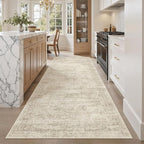 Hallway Runner Rug 4x8 Wide: Washable Thin Runners for Hallways Entry, Non Slip Soft Vintage Kitchen Area Rugs for Living Room Bedroom Dining Room Foyer (Beige, 4x8)