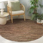 SAFAVIEH Natural Fiber Couture Collection Area Rug - 6' Round, Green & Natural, Handmade Jute, Ideal for Living Room, Bedroom, Home Office, Dining Space (NFC101Y-6R)
