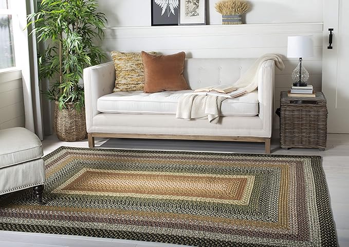 SAFAVIEH Washable Rug Outdoor Braided Collection - 6' x 8', Multi, Handmade & Reversible, Non-Shedding & Easy to Clean, Ideal for Patio, Backyard, Mudroom (BRD308A)