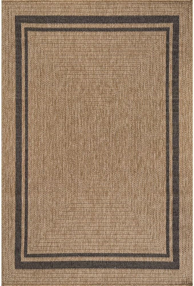 Beverly Rug Easy Jute Bordered Rug 4x6 Washable Durable Indoor Outdoor Area Rugs for Living Dining Room Patio Office Stain Resistant Non Shedding Casual Indoor Outside Carpet 4 x 6 Natural