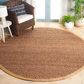 SAFAVIEH Natural Fiber Collection Area Rug - 7' Round, Natural, Handmade Farmhouse Fringe Jute, Ideal for High Traffic Areas in Living Room, Bedroom (NF731A)