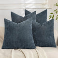 Set of 4 Soft Textured Decorative Throw Pillow Covers 18x18 Inch Cozy Farmhouse Cushion Cover Square Accent Pillow Cases for Bed Couch Sofa Living Room, Grey Blue
