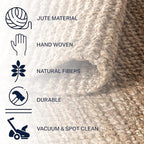 JONATHAN Y Pata Hand Woven Chunky Jute Natural Indoor Area Rug, 5x8, Bohemian, Rustic, Cottage, Easy-Cleaning for Living Room, Bedroom, Kitchen, Non-Shedding (NRF102A-5)