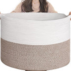 Goodpick 115L Extra Large Blanket Basket, 23.5"x23.5"x15.8" Woven Rope Basket for Storage, Kids Toy Storage for Nusery Room, Mele