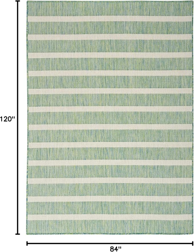 Nourison Home Positano Blue Green Ivory 7' x 10' Area Rug - Easy Clean, Non Shedding, Bed Room, Living Room, Dining Room, Kitchen (7' x 10')