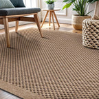 CAMILSON Easy Jute Rug 8x10, Indoor Outdoor Natural Color Fiber Area Rugs for Living Room Patio and Kitchen Rug, Sisal Boho Woven Design, Easy-Cleaning, Washable Outside Carpet Alfombras (8 x 10)