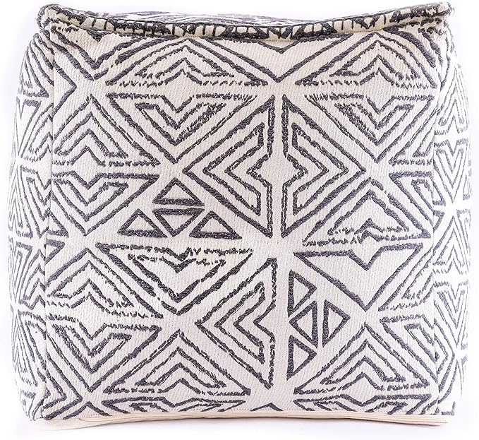 Mandala Life ART Pouf Ottoman - 20x20x20 - Foot Rest Stool White Cube