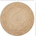· REDEARTH · Round Area Rug - 3 Feet Braided Natural Jute with Non-Skid Backing - Handwoven Boho Rug for Bedroom, Kitchen, Living Room - Farmhouse Aesthetic Home Decor - Durable Handmade Rug, Set of 2