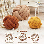Uvvyui Knot Pillow Ball, Soft Home Decorative Pillows, Round Throw Pillow, Handmade Knotted Plush Pillow, Round Boucle Pillow Cushion (11 Inches Caramel)
