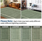 GarveeHome Scalloped Washable Rug 5x7 Area Rug for Living Room Modern Non Slip Throw Rugs Bedroom Rugs Low Pile Soft Non Shedding Stain Resistant Carpet for Dining Room Nursery 5'x7' Greyish Green