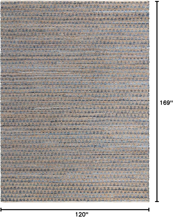 Unique Loom Chindi Jute Collection Area Rug (10' x 14' 1" Rectangle, Navy Blue/ Natural)