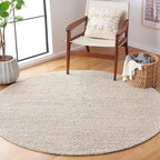 SAFAVIEH Natura Collection Area Rug - 4' Round, Grey & Ivory, Handmade Wool Blend, Textured Design, Ideal for Living Room, Bedroom, Dining Space (NAT425F)