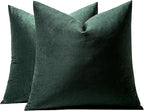 MIULEE Pack of 2 Velvet Soft Solid Decorative Square Throw Pillow Covers Cushion Case for Sofa Bedroom Couch,18x18 Inch Army Green