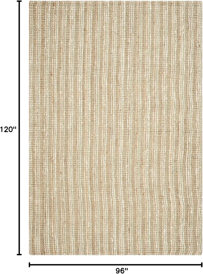 SAFAVIEH Area Rug 8x10 - Natural Fiber Collection - Large - Sage & Natural Brown, Handmade Jute, Farmhouse Style, Chunky Textured Thick Pile (NF447S)