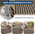 GarveeHome Modern Rainbow Easy Jute 4x6 Area Rug, Indoor/Outdoor Reversible Low Pile, Non-Slip & Washable Carpet for Living Room, Bedroom, Kitchen, Sunroom