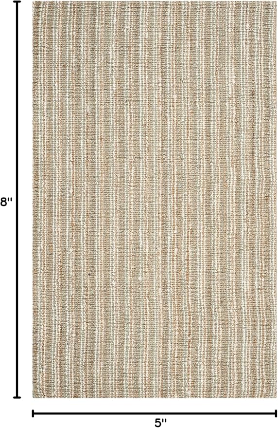 SAFAVIEH Area Rug 5x8 - Natural Fiber Collection - Sage & Natural Brown, Handmade Jute, Farmhouse Style, Chunky Textured Thick Pile (NF447S)