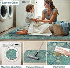 GENIMO Kitchen Mats for Floor Set of 3 Non-Slip Washable, Waterproof Lightweight Kitchen Rugs, Kitchen Floor Mat Runner Rug Carpet for Laundry, Sink, Hallway, Bathroom, Entryway, Dark Green