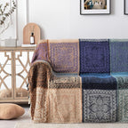 Boho Throw Blanket - Hippie Chenille Jacquard Bohemian Chair Couch Sofa and Bed Furniture Cover with Colorful Tribal Pattern (Purple, 87" x 102")